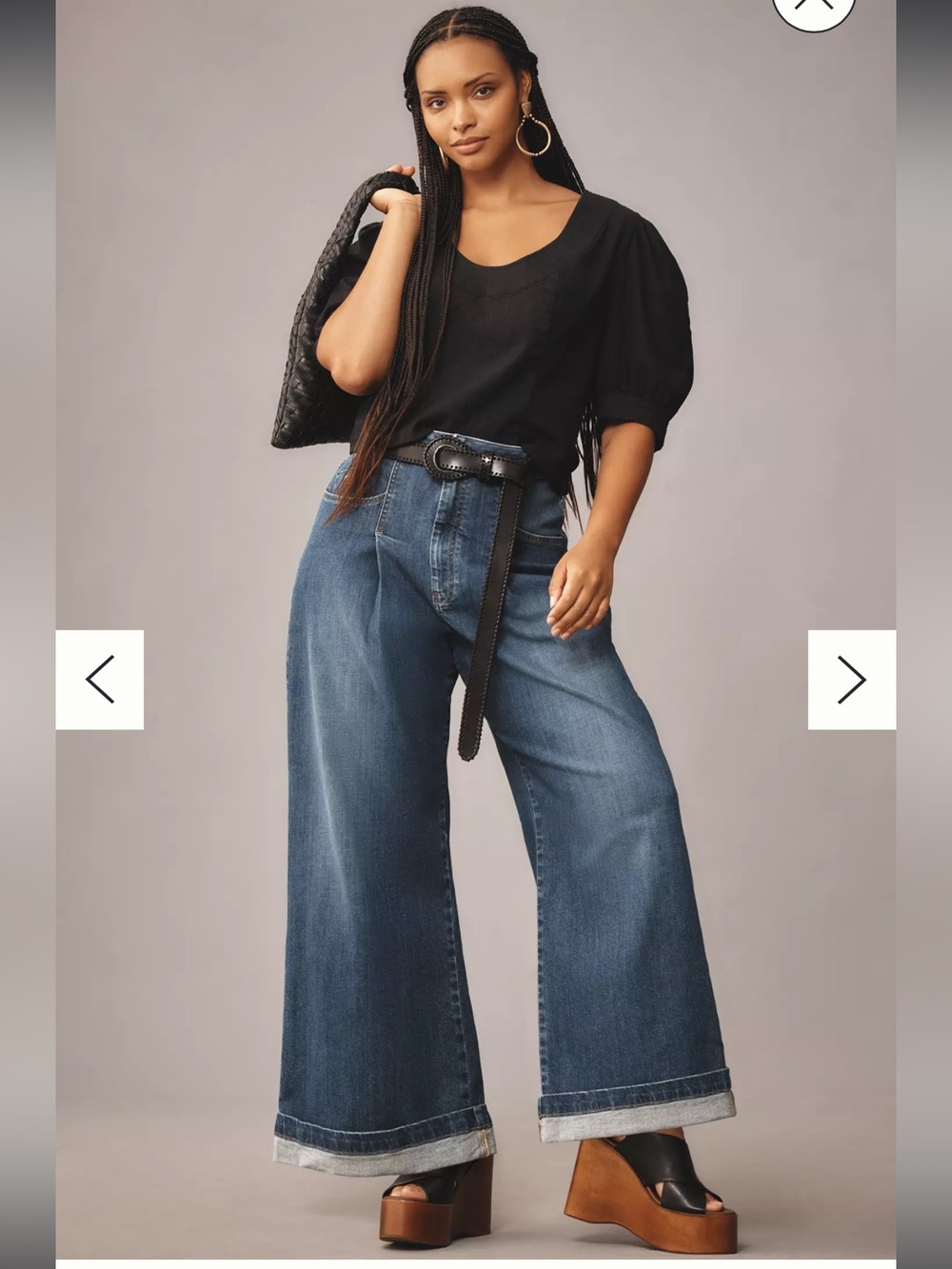 Pilcro Wide-Leg High-Rise Dark Blue Jeans